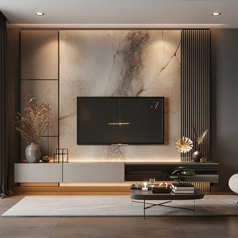 35+ Sleek and Chic TV Wall Panel Designs for a Modern Look • 333+ Images • [ArtFacade] Ruang Tv Modern, Tv On The Wall, Tv Wall Panel, Ruang Tv, Modern Tv Room, Modern Tv Unit Designs, Tv Unit Interior, Unit Interior Design, Wall Tv Unit