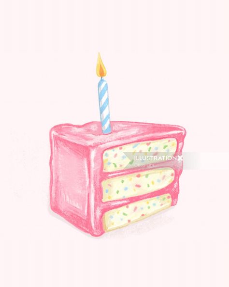 Debs Lim Birthday Cake Medium: Digital Drawing Pink birthday cake with confetti inside Pastel Birthday Wallpaper, Cake Drawing Color Pencil, Birthday Prompts, Birthday Cake Doodle, Birthday Cake Drawing, Cake Artwork, Cake Watercolor, Cake Sketch, Birthday Cake Illustration