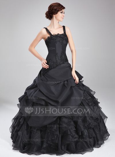 Black Prom Dress Ball Gown, Cheap Quinceanera Dresses, Neon Prom Dresses, Cheap Formal Dresses, Wedding Dress Cap Sleeves, Lace Beading, Black Attire, Cascading Ruffles, Dresses Quinceanera