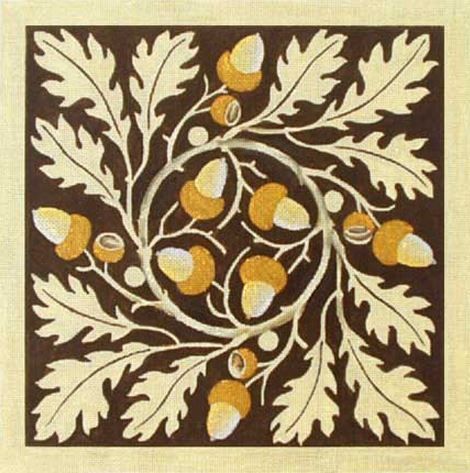 Acorn and Leaves Art Nouveau Oak Leaves, Oak Leaf Embroidery, Oak Embroidery, Oak Illustration, Oak Leaf Art, Oak Leaf Pattern, White Oak Leaf, Acorn Design, Oak Art