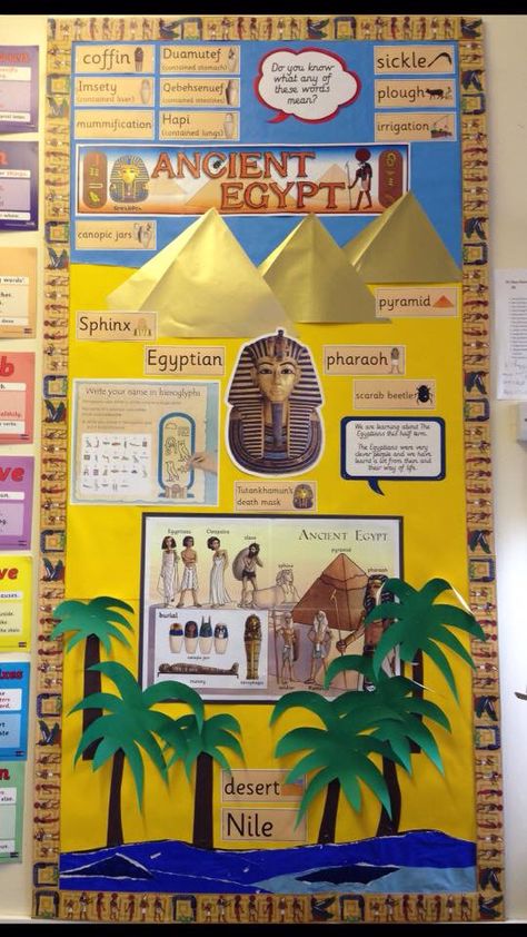 Egypt Poster Project, Poster Board Ideas School Project Egypt, Ancient Egypt Display Ks2, Egyptian Classroom Display, Egypt Bulletin Board Ideas, Egyptian Display Ks2, Egyptian Civilization Project, Egypt School Projects For Kids, Ancient Egypt Classroom Display