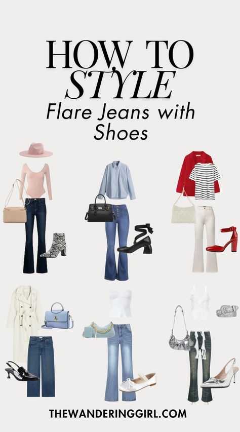 13+ Flare Jeans Outfit Ideas Check more at https://beautyfashionideas.com/heels/13-flare-jeans-outfit-ideas/ Boots For Flare Jeans, Style Flare Jeans Outfit Ideas, How To Wear Flare Jeans, Flare Jeans With Heels, What Shoes To Wear With Flare Jeans, Shoes For Flare Jeans, Casual Flare Jeans Outfit, Flare Jeans With Sneakers, Flare Jeans Outfit Casual