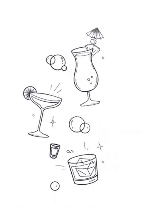 Mini Cocktail Tattoo, Tiny Margarita Glass Tattoo, Tropical Drink Tattoo, Alcohol Drawing Easy, Daiquiri Tattoo, Margarita Cocktail Tattoo, Drinking Drawing Alcoholic, Twice Inspired Tattoos, Margarita Glass Tattoo