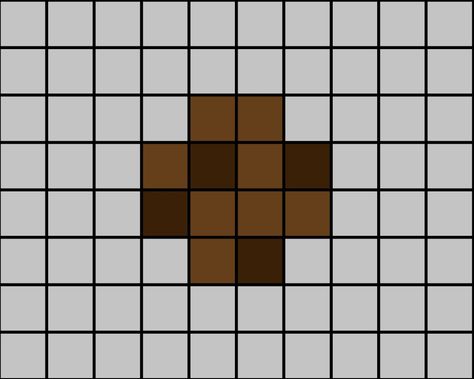 A small pixel art template of a chocolate chip cookie (4 up, 3 wide). Very Small Pixel Art, Pixel Art Small Cute, Cute Small Pixel Art, Small Pixel Art Ideas, Food Pixel Art, Small Pixel Art, Pixel Art Food, Tiny Cross Stitch, Easy Pixel Art