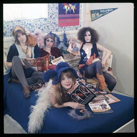 Miss Cynderella (Cynthia Cale-Binion), Miss Sandra (Sandra Leano), Miss Christine (Christine Frka) and Miss Pamela (Pamela Des Barres) of The GTOs. Photo for 'AUM' magazine, April 1969. The Gtos, Groupie Aesthetic, Famous Groupies, Pamela Des Barres, Louise Ebel, Rock & Roll, 70s Aesthetic, Musica Rock, Sharon Tate