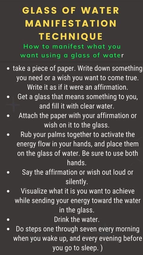 Watch this Idea Pin by @manifestingmoneywithme · Glass Of Water Manifestation Technique. How To Manifest What You Want With A Glass Of Water Manifestation Meditation, Energy Healing Spirituality, Glass Of Water, Spiritual Manifestation, Wealth Affirmations, Law Of Attraction Tips, Manifestation Law Of Attraction, Law Of Attraction Affirmations, Manifesting Money