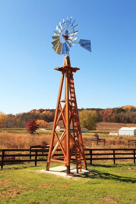 Wood Tower Windmill | Sand Creek Post & Beam  https://www.facebook.com/SandCreekPostandBeam Windmill Plan, Wood Windmill, Sand Creek Post And Beam, Windmill Diy, Wooden Windmill, Farm Windmill, Windmill Water, Garden Windmill, Old Windmills