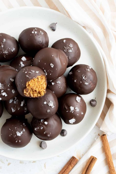 Pumpkin Pie Bliss Balls Pumpkin Pie Bliss Balls, Pumpkin Cookie Balls, Keto Bliss Balls, 2023 Appetizers, Pumpkin Pie Balls, Tailgate Breakfast, Oh Snap Macros, Pumpkin Snacks, Pumpkin Protein Balls