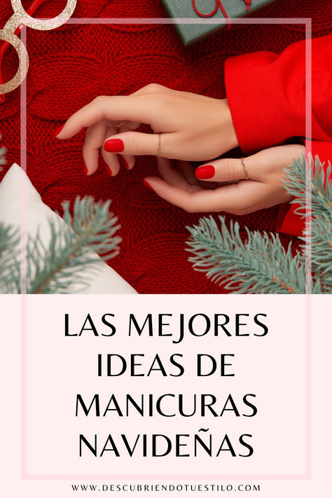 Uñas de Navidad en tono rojo y más ideas New Year's Nails, Xmas Nails, Holiday Nails, Winter Nails, Red Nails, Short Nails, Long Nails, Stylish Nails, Manicure