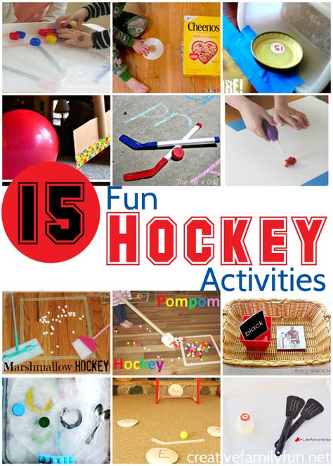 All About Hockey! 15 Fun Hockey Activities Your Kids Will Love - Games, crafts, science experiments, and learning activities for kids. Winter Sports Crafts, Sports Day Activities, Hockey Birthday Parties, Hockey Crafts, Hockey Party, Hockey Birthday, Hockey Kids, Winter Activities For Kids, Activities For Boys