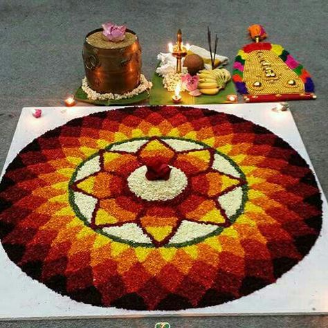 Pookalam Design Onam With Theme, Pookalam Design Onam For Competition, Onam Pookalam Design, Rangoli Designs For Competition, Pookalam Design, Rangoli Designs Simple Diwali, Rangoli Side Designs, Simple Rangoli Designs Images, New Rangoli Designs