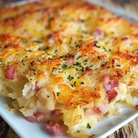 Ham and Cheese Hash Brown Casserole Ham And Hashbrown Casserole, Cheese Hashbrown Casserole, Ham And Cheese Casserole, Ham Breakfast Casserole, Ham Casserole Recipes, Quick Casseroles, Hashbrown Casserole Recipe, Ham Breakfast, Cream Of Potato Soup