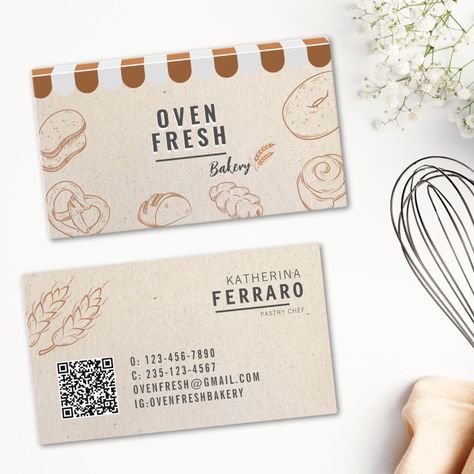 Business Card Design For Bakery, Bakery Graphic Design, Sourdough Ideas, Bakery Packaging Design, Food Business Card, Bakery Business Cards, Bakery Branding, Graphic Design Business Card, Coffee Shop Logo