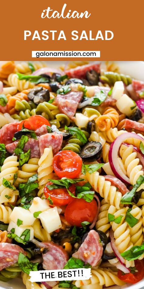 Tri Color Pasta Salad Recipes With Italian Dressing, Italian Rotini Pasta Salad, Cold Italian Pasta Salad Recipes, Pasta Salad Recipes With Salami, Tri Colored Pasta Salad, Tricolor Pasta Salad, Best Pasta Salads, Pasta Salad With Salami, Pasta Salad With Basil