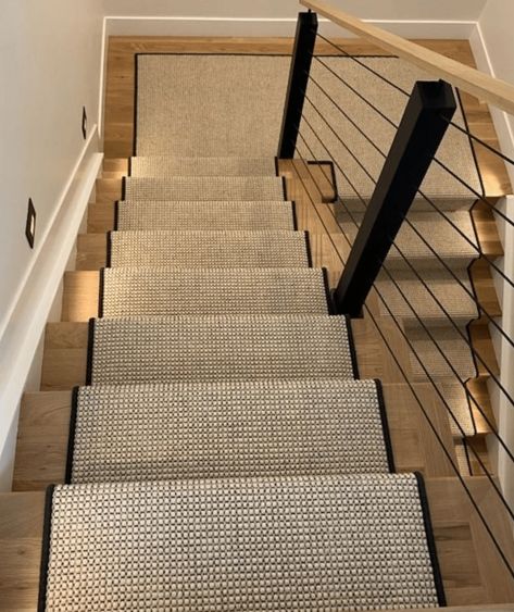 Choosing A Classic Stair Runner, A Natural Look Makeup Find, And More | Classic Casual Home Staircase Transformation, Stair Runner Ideas, Natural Look Makeup, Staircase Carpet, Striped Stair Runner, Black Stairs, Staircase Runner, Basement Stairs, Painted Stairs