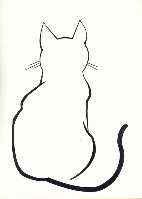 Tattoo Gato, Cat Outline Tattoo, Doodle Cats, Silhouette Chat, Coloring Animals, Simple Cat Drawing, Cat Outline, Cat Tattoos, Drawing Faces