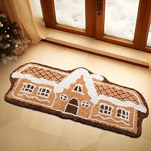 Christmas Decor For Living Room, Bedroom Beige, Gingerbread House Designs, Rug Christmas, Carpet Texture, Christmas Rugs, Christmas Gingerbread House, Plush Carpet, Christmas Tree Pattern