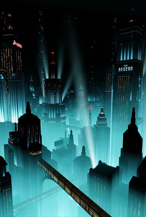 Bioshock Artwork, Art Deco City, Dark Deco, Bioshock Art, Bioshock Series, Series Wallpaper, Futurism Art, Art Deco Artwork, Bg Design