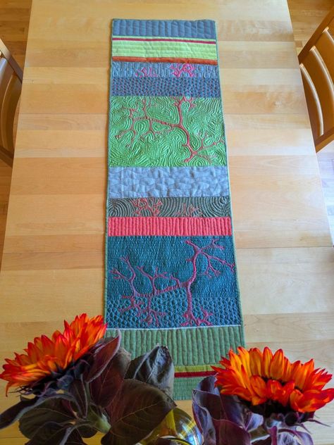 From Wall Art to ... Table Runner? - ANY Texture - Textile Art by Zwia Lipkin Zwia Lipkin, Seaweed Art, Texture Textile, Fall Sewing, Denim Art, Italian Colors, Sampler Quilt, Recycled Art, Art Series