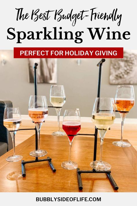 The BEST sparkling wine that is budget friendly and perfect for holiday gift giving! My favorites and most of what I stock up on is less than $25 a bottle. Learn more here! #sparklingwine #giftideas Wine Presentation, Best Sparkling Wine, Wine Tips, Bubble Gift, Cocktail And Mocktail, Drinks Alcohol, Celebration Ideas, Tasting Party, Food Combining