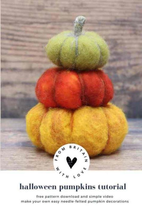 Felted Pumpkins Diy, Wool Pumpkins Diy, Felt Pumpkins Diy, Wool Pumpkins, Felted Pumpkins, Handmade Halloween Decorations, Pumpkins Diy, Decorations For Halloween, Elegant Pumpkins