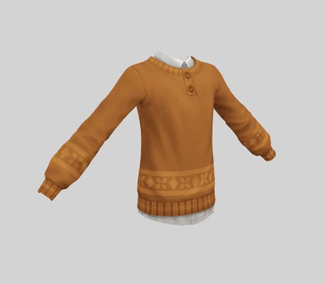 Sims 4 Male Cottagecore Cc, Sims 4 Cc Clothes Cottage Living, Sims 4 Cc Cottagecore Clothes Male, Sims 4 Peasant Cc Male, Sweater Over Shirt, Sims 4 Cc Oversized Sweater Male, S4cc Male, Male Tops, Sims Medieval