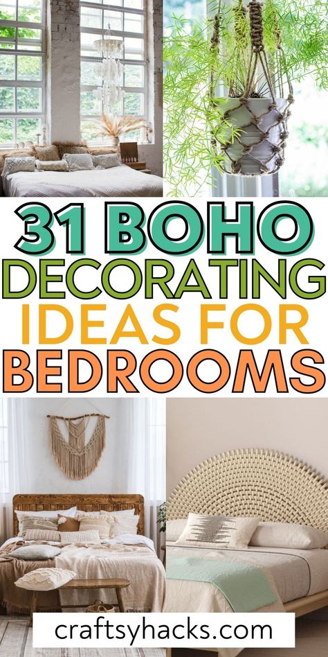 If you are looking for the best way to make your bedroom more stylish, you need to see these stunning boho bedroom decor ideas. These gorgeous boho decor ideas will help you upgrade your bedroom decor with bohemian style. Urban Boho Bedroom, Chalet Bedroom Decor, Boho Neutral Bedroom Decor, Diy Boho Headboards, Rattan Headboard Bedroom Ideas, Rattan Bedroom Ideas, Modern Boho Chic Bedroom, Romantic Boho Bedroom, Cheap Boho Decor Ideas