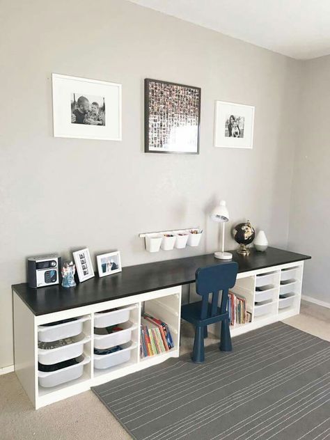 Ikea desk hack for children's desk Trofast Ikea, Diy Playroom, Childrens Desk, Ikea Trofast, Ikea Kids, Decor Ikea, Toy Rooms, Big Boy Room, Boys Bedrooms