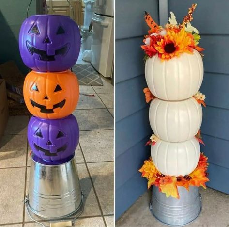 Diy Dollar Tree Fall Decor, Fall Decor Diy Crafts, Fall Decor Dollar Tree, Pumpkin Topiary, Plastic Pumpkins, Halloween Crafts Decorations, Fall Thanksgiving Decor, Dollar Tree Decor, Fall Halloween Crafts