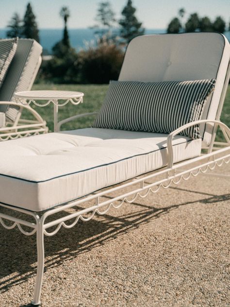 THE AL FRESCO SUN LOUNGER - Lounge chairs - BUSINESS & PLEASURE CO. | MOM Garden Design Furniture, Sun Loungers Pool, Business And Pleasure Co, Porch Furniture Ideas, Swivel Table, Garden Chair Cushions, Business And Pleasure, Pool Lounge Chairs, Outdoor Loungers