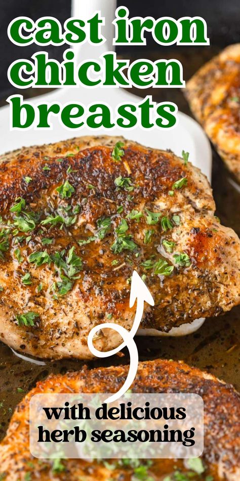 Chicken In Cast Iron Skillet In Oven, Recipes For Cast Iron Skillet, Stove Top Chicken Recipes, Cast Iron Chicken Breast, Iron Meals, Boneless Skinless Chicken Breast Recipes, Skinless Chicken Breast Recipes, Chicken Breast Oven, Moist Chicken Breast