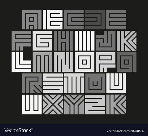 Geometric Font Typography, X Logo Design Letter, Abstract Lettering, Abstract Font, Geometric Letters, Geometric Typography, Tile Logo, Geometric Alphabet, Dimensional Tile