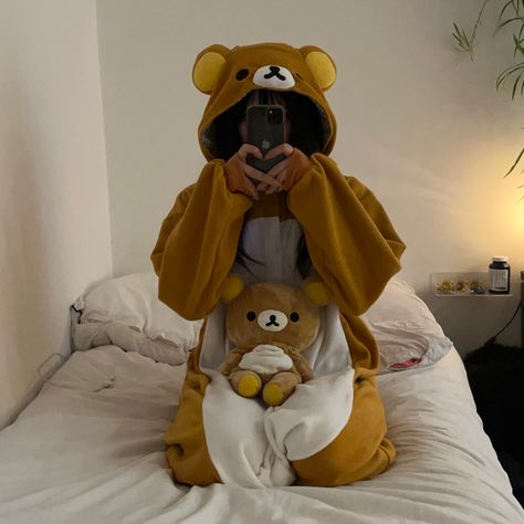 #rilakkuma #fashion #onesie #tumblr #sanx #sanrio #aesthetic #bear #plush #coquette #style #trending #outfit #inspo #ootd #kawaii #japan #cute #pj #autumn Rilakkuma Clothes, Rilakkuma Costume, Rilakkuma Onesie, Cute Bear Onesie, Onesie Aesthetic, Aesthetic Bear, Sanrio Aesthetic, Rilakkuma Korilakkuma, Japan Cute