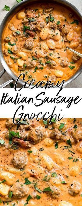 Gnocchi With Sausage, Creamy Gnocchi, Gnocchi Dishes, Salt Lavender, Italian Sausage Recipes, Sausage Recipe, Gnocchi Recipes, Think Food, One Pan