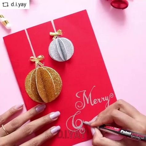 DIY Christmas Greeting Card by @d.i.yay #REPOST DIY Christmas Greeting Card | Follow @d.i.yay #diy #diyvideo #diyprojects #diytutorial… | Instagram Handmade Gift For Parents, Christmas Cards Handmade Creative, Christmas Cards Origami, Greeting Cards Handmade For Christmas, Origami Christmas Cards Diy, Christmas Card Ideas For Parents, Christmas Diy Greeting Card, Xmas Cards Handmade Kids Craft Ideas, Christmas Cards For Parents From Kids