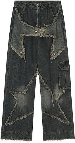 Vamtac Unisex Harajuku Hip Hop Denim Pants Men Streetwear Baggy Jeans Casual Loose Vintage Wash Pants Trousers at Amazon Men’s Clothing store Streetwear Baggy Jeans, Denim Pants Men, Top Streetwear Brands, Streetwear Pants, Streetwear Mode, Jean Large, Jean Vintage, Vintage Trousers, Men Streetwear