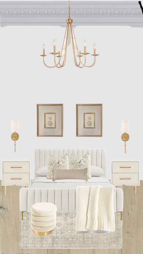 #goldnwhite Room Inspo Gold And White, Modern White And Gold Bedroom, Gold Room Accents, White And Gold Room Aesthetic, Gold Theme Room, Gold Room Aesthetic, White And Gold Bedroom Ideas, Gold And White Bedroom, Room Shuffles