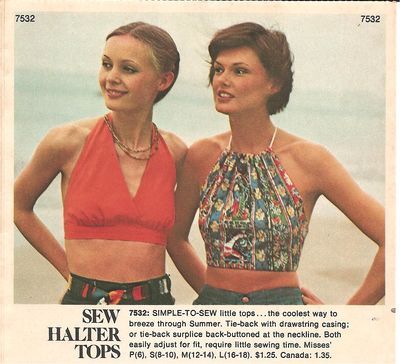 Simply Halter Tops. (1970's) 60s Halter Top, Halter Tops, 60s 70s Fashion, 70s Inspired Fashion, Vintage Memory, 1970s Fashion, Vestidos Vintage, Sweet Memories, Great Memories