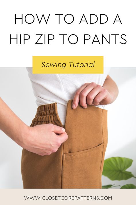 How to add an invisible side zip to pants with an elastic waist like our Pietra Pants! Closet Core Patterns Pants Zipper How To Sew, Elastic Waist Pants Sewing Pattern, Pietra Pants, Elastic Waist Pants Pattern, Sewing Methods, Clothing Construction, Closet Core Patterns, Clothing Repair, Jumpsuit Pattern Sewing