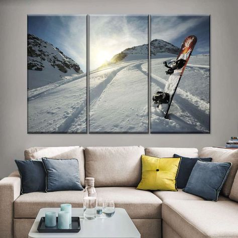 Snowboard Decor, Sports Layout, Snowboard Wall, Snow Board, Multi Panel Art, Drawing Digital Art, Sports Wall, Sports Wall Art, Photography Painting