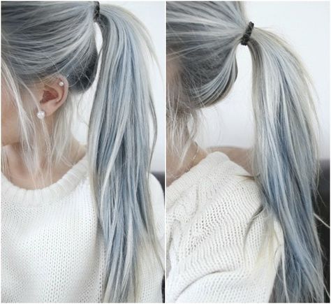 Platinum ash blonde hair - get this intense ash tone with 9A on pale yellow hair... Long Grey Hair, Denim Hair, Granny Hair, Scene Girl, Dye Hair, Kelly Osbourne, Hair Gray, Funky Hairstyles, Pastel Hair