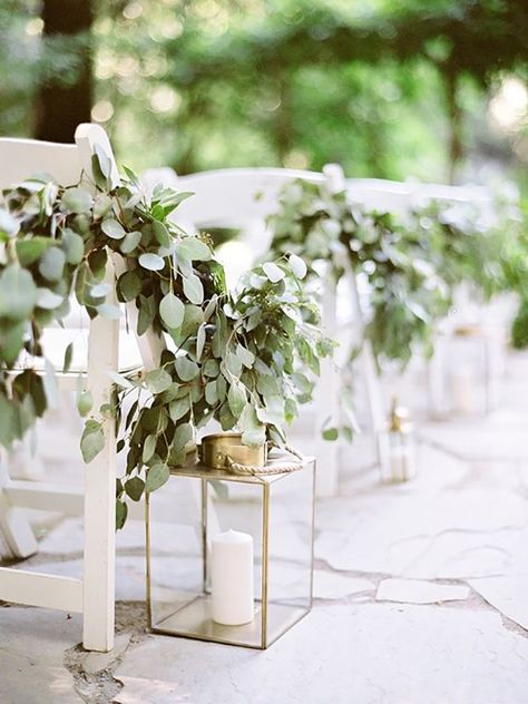 Eucalyptus Wedding Decor, Wedding Aisle Outdoor, Lantern Decor Wedding, Ceremony Candles, Greenery Wedding Decor, Greenery Arrangements, Rustic Lanterns, Wedding Lanterns, Eucalyptus Wedding