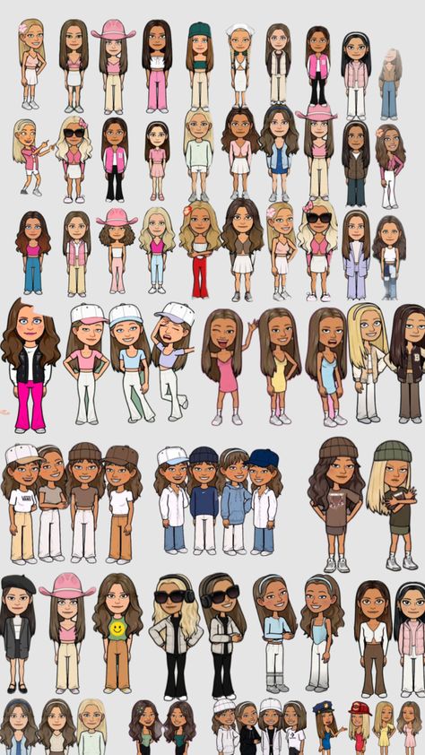 Pretty Bitmoji Ideas, Bitmoji Outfits Baddie, Snapchat Best Friends, Cute Snapchat Bitmoji Ideas, Snapchat Avatar, Bff Matching Outfits, Ballerinas Shoes, Diy Gift For Bff, Bff Matching