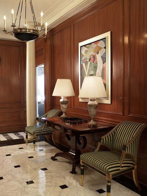 Mahogany Wall Paneling, Mahogany Wood Interior Design, Mahogany Floors Living Room, Mahogany Walls, Mahogany Room, Wood Paneling Living Room, Mahogany Interior, Futuristic Bedroom, Painting Portfolio