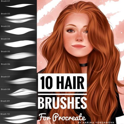 10 Hair Brushes (FOR PROCREATE) My 10 Hair brushes for Procreate, easy and fast to use! Hope you enjoy! In the second photo 3 colours were used and no effects. You can find the rest of my brushes in my other listings: My TOP 5 Favourite Brushes (FOR PROCREATE) 12 Lipgloss Brushes (FOR PROCREATE) Brushes On Procreate, Procreate Free Brushes, Hair Color Swatches, Brushes In Procreate, Procreate Brushes Download, Sketch Procreate, Painting Procreate, Best Hair Brush, Brush Procreate