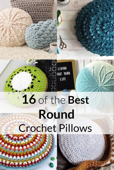 Crochet Round Pillow Patterns Free, Pillow Covers Crochet Patterns Free, Crochet Circle Pillow, Crochet Pillow Cover Pattern Free, Crochet Pillow Ideas, Round Pillow Crochet, Crochet Pillowcase, Crocheted Pillows, Crochet Cushion Covers