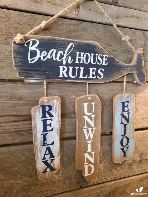 Wooden Signs Ideas, Beach Signs Diy, Beach Signs Wooden, Beach Themed Crafts, Nautical Signs, Diy Beach Decor, Driftwood Art Diy, Nautical Crafts, Beach House Signs