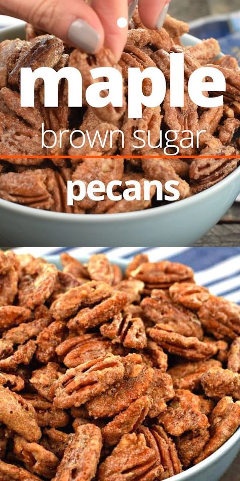 Snacks, Brown Sugar Pecans, Sugar Pecans, Brown Puppy, Sugared Pecans, Shugary Sweets, Maple Brown, Candy Recipes Homemade, Snack Mix Recipes