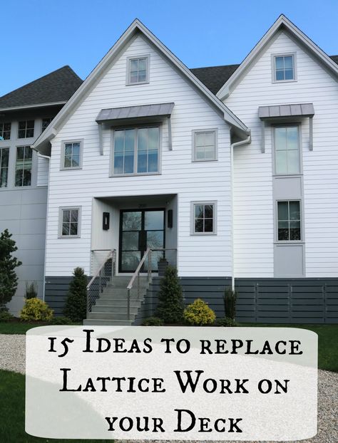 15 Examples Instead of using Lattice under the Deck - Nesting With Grace Replacement For Lattice Under Deck, Replacing Lattice Under Porch, Deck Lattice Alternative, Under Deck Ideas Instead Of Lattice, Alternative To Lattice Under Deck, Lattice Replacement Ideas, Alternatives To Lattice Under Porch, Alternatives To Lattice, Lattice Alternatives Under Decks