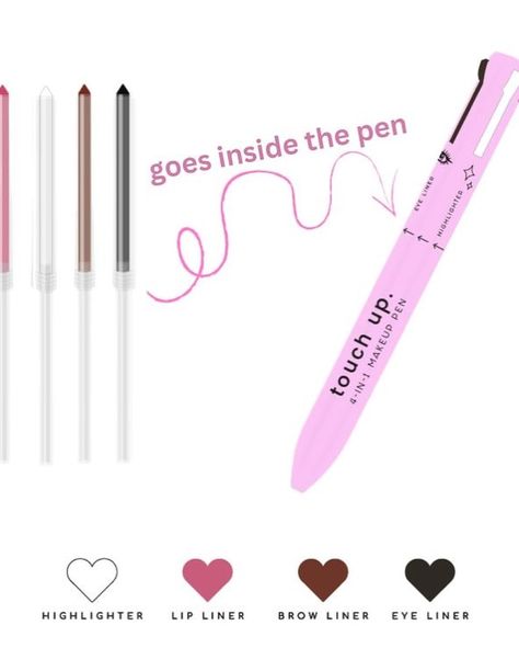 “One pen, four essentials! 💄✨ Simplify your beauty routine with the 4-in-1 makeup pen Makeup Pen, Brow Liner, Beauty Routine, Touch Up, Lip Liner, Beauty Routines, Highlighter, Eyeliner, Lips